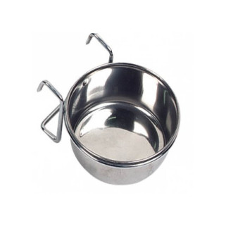 Mangeoire Inox Ronde avec Fixation à Crochets Ø 7 cm - 200 ml