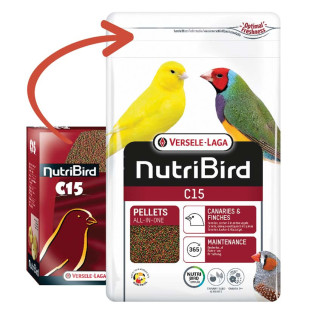 NutriBird C15 - 1 kg - Extrudés pour Canaris, Oiseaux Exotiques et Indigènes